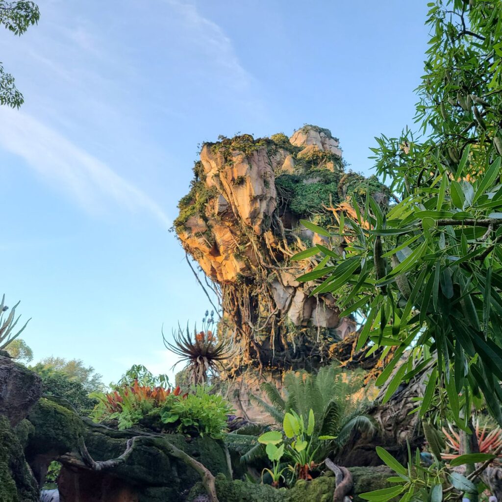 Another view of Avatar Flight of Passage in Animal Kingdom - floating land mass.