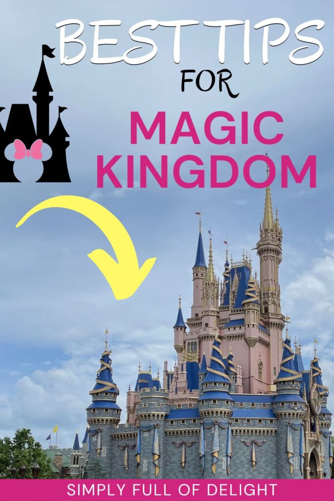 Best tips for Disney World magic Kingdom - 35 awesome tricks to help you plan the best vacation ever.  Disney's castle at Magic kingdom pictured.