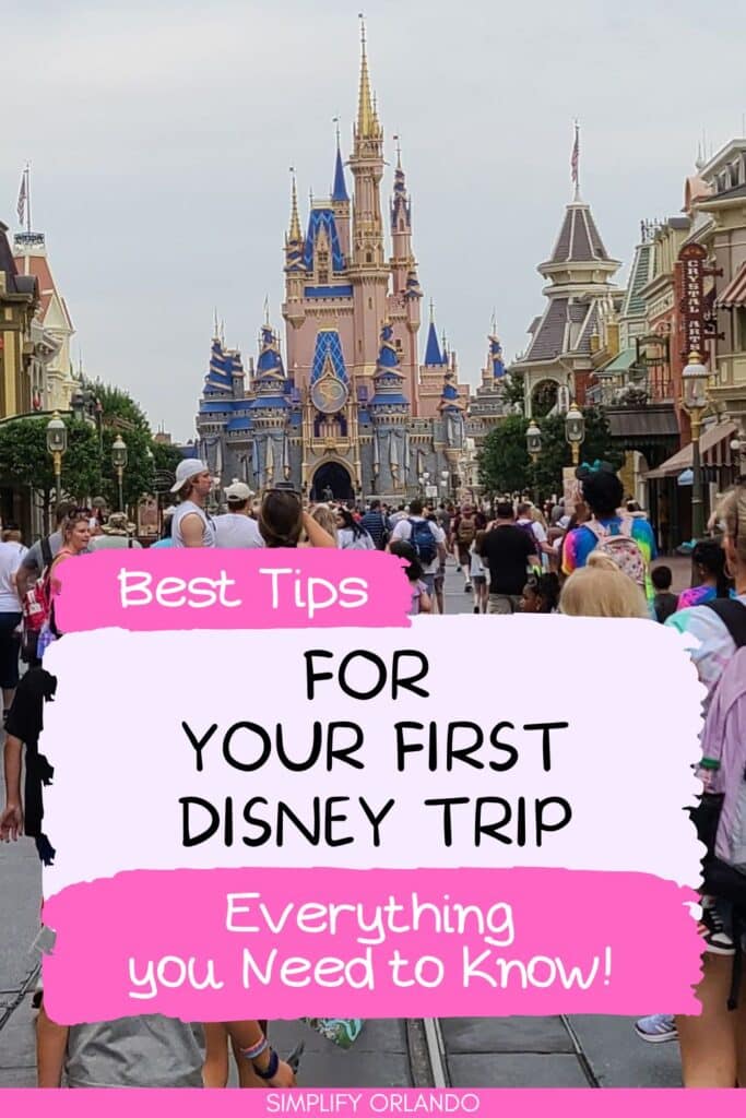 Best tips for Disney for your first trip - cinderella castle in background