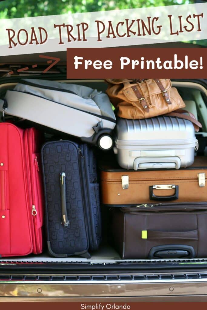 road trip packing list free printable - trunk full of suitcases.