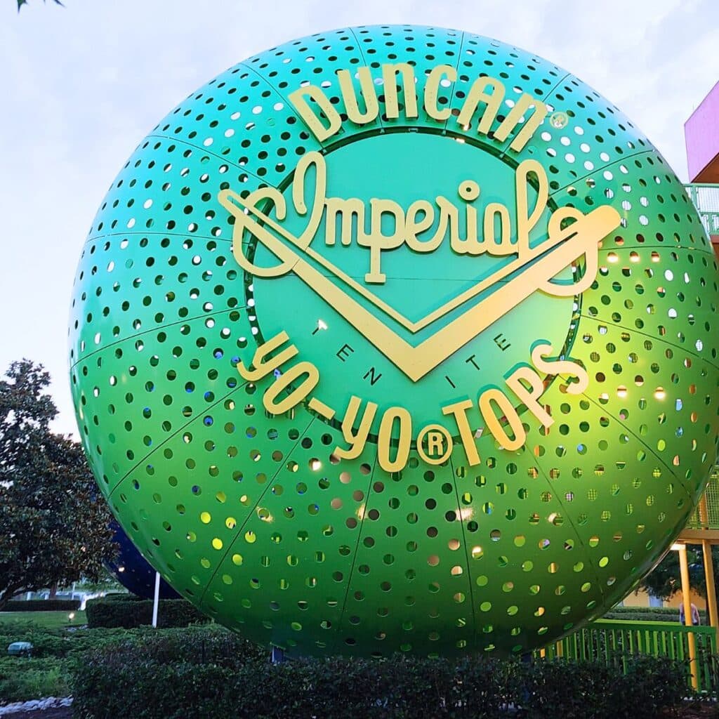 Giant yo yo at Pop Century resort at Disney.