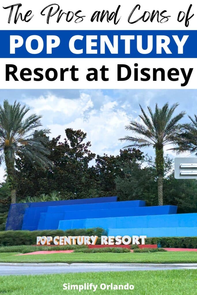 The Pros and Cons of Pop Century resort at Disney World - entrance shown.