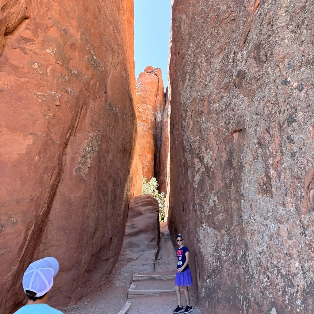Sand dune arch trail at Arches National Park UT